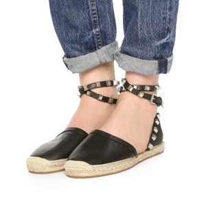 EUC$175 Rebecca Minkoff Gilles Studded Espadrille Flat, Black, Size 7!
